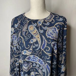 Women’s Blue Paisley Pattern MIDI dress